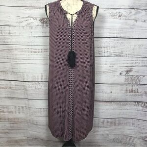 Michael Michael‎ Kors v-neck cap sleeve tassel silky geometric pattern Dress